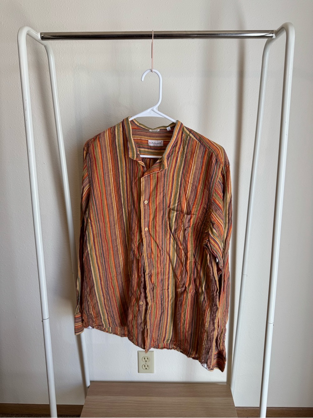 Striped Cotton Button-Up Shirt - Multicolor